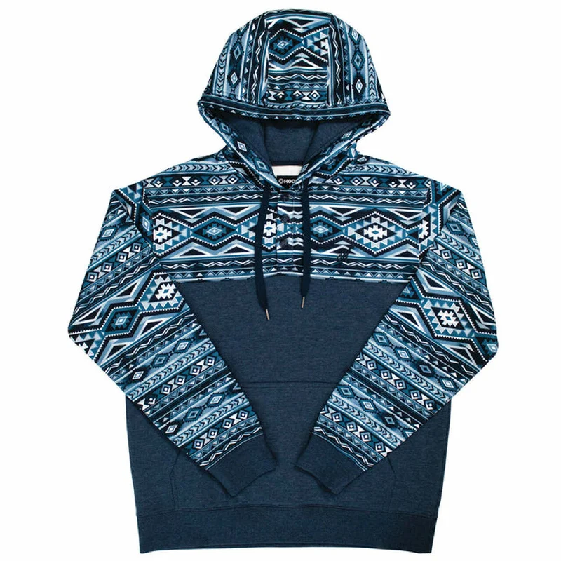 Men's non-iron gym hoodie-Hooey "Indigo Jimmy" Charcoal Hoodie