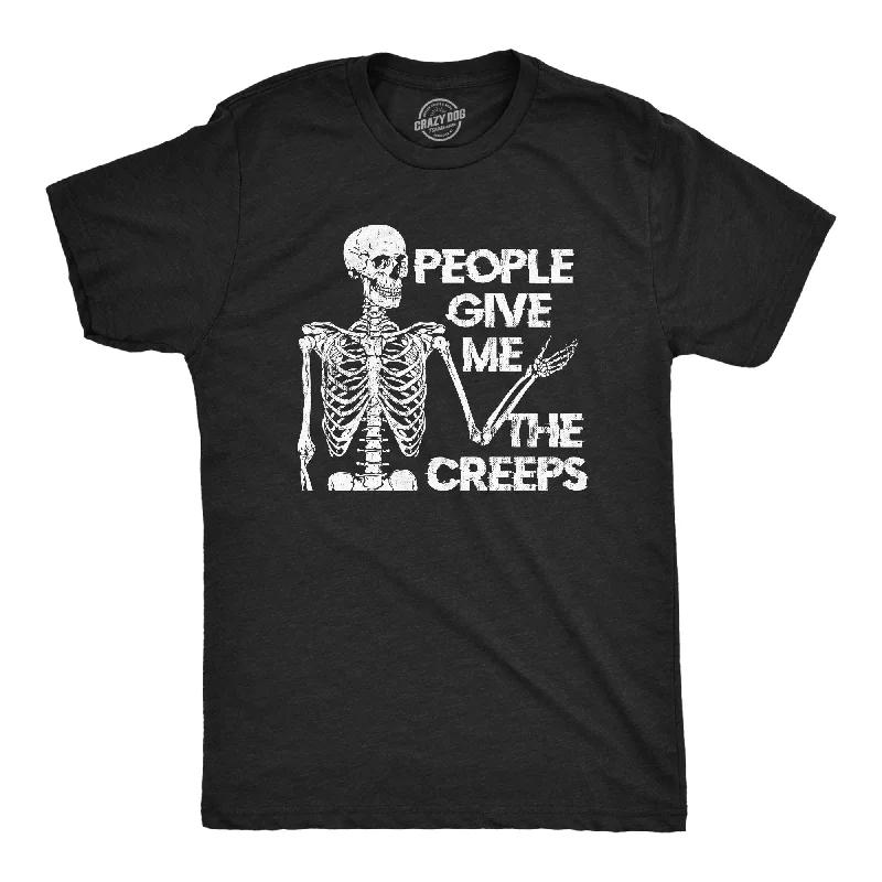 Men's classic style t-shirt-People Give Me The Creeps Skeleton Men's T Shirt