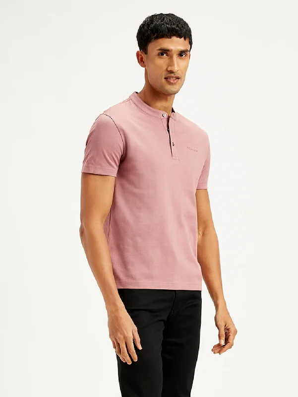 Men's double-layer t-shirt-Men's Textured Slim Fit T-Shirt