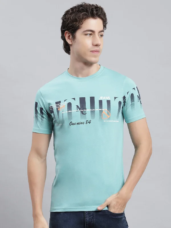 Men's sporty look t-shirt-Men Green Printed T-Shirt