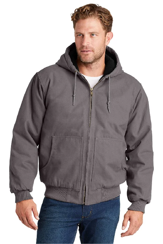 Men's fashion-forward field jacket-CornerStone Mens Duck Cloth Full Zip Hooded Jacket - Metal Grey