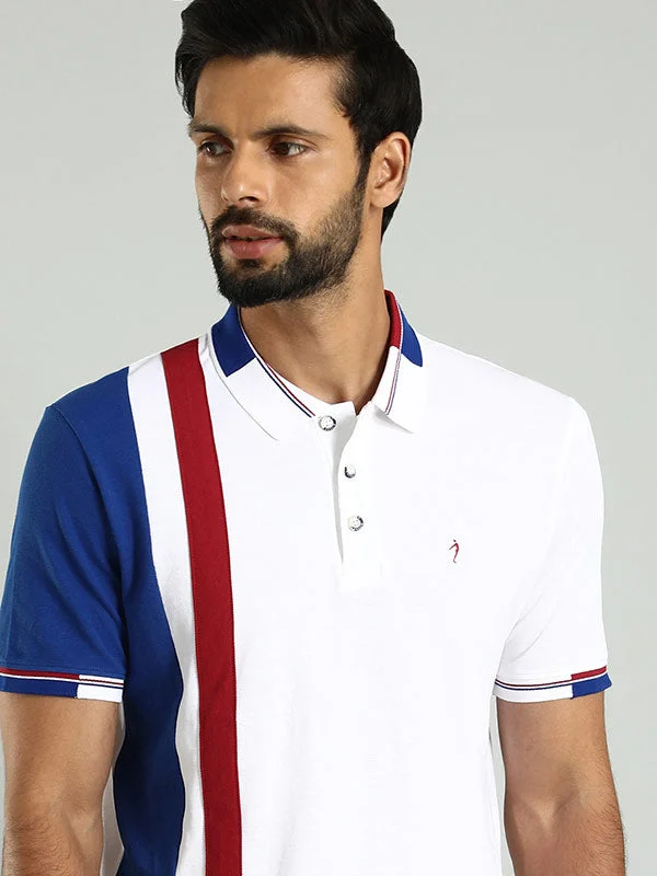 Men's comfortable office wear polo shirt-Men Color Block Polo T-Shirt