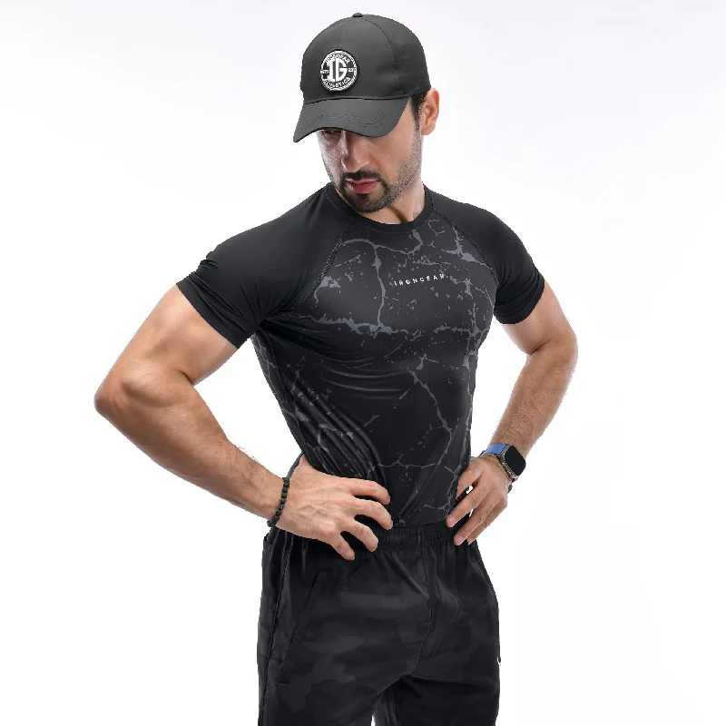 Men's high-neck t-shirt-Inferno Compression Tee