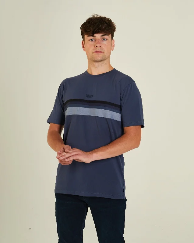 Men's wrinkle-resistant casual t-shirt-Dagon Tee Steel Indigo