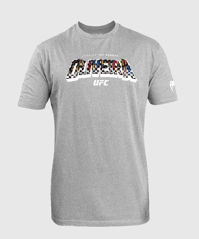 Men's high-neck t-shirt-Men's UFC Unrivaled by Venum Heather Grey Charles Oliveira T-Shirt