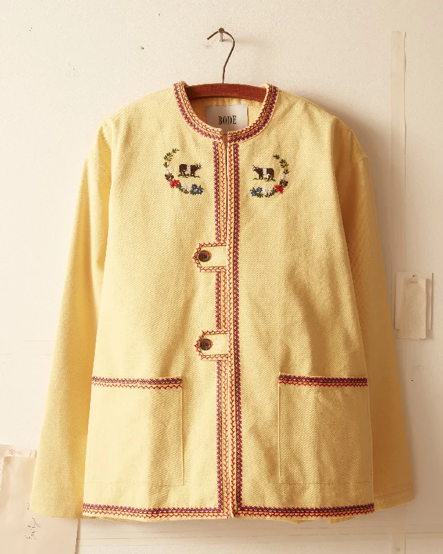 Men's fashion-forward raincoat-Embroidered Cow Jacket