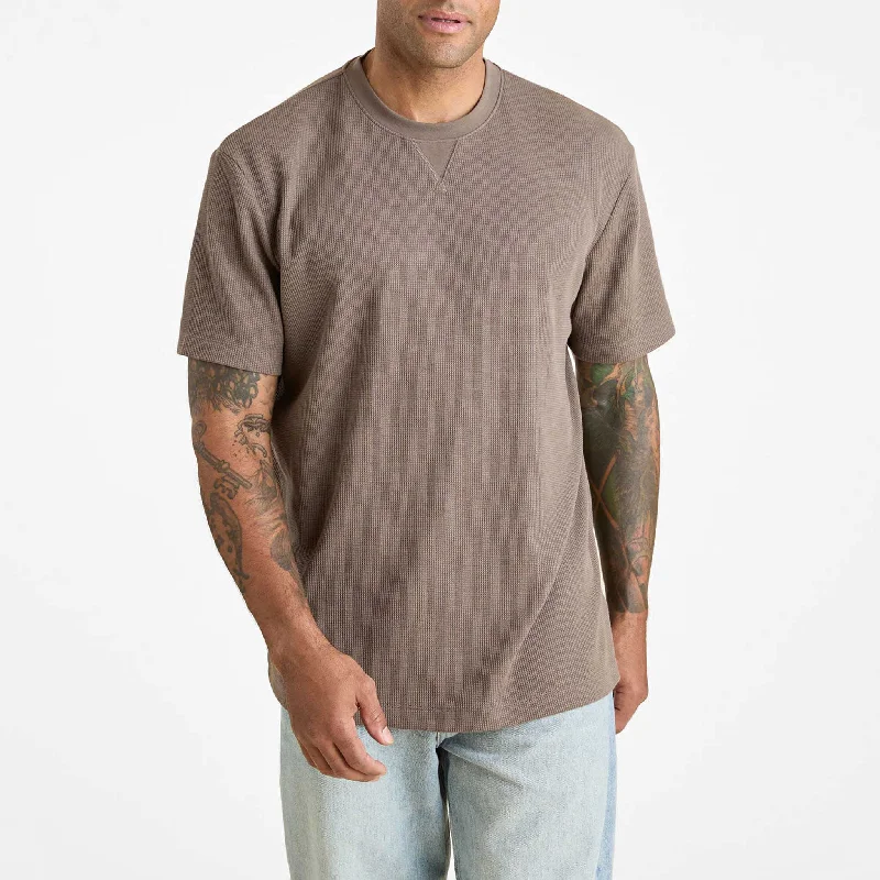 Men's wrinkle-resistant casual t-shirt-Waffle T-Shirt | Mocha