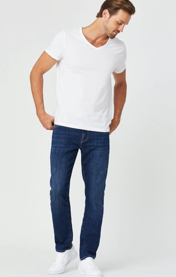 mens elastic waist chinos-Matt Relaxed Straight Leg Jean | Dark Feather Blue