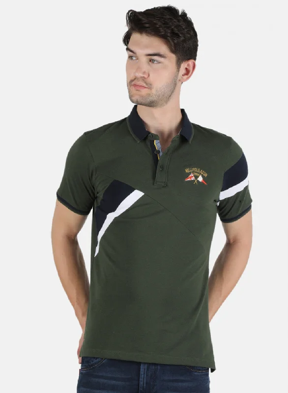 Men's performance-enhancing t-shirt-Men Olive Plain T-Shirt