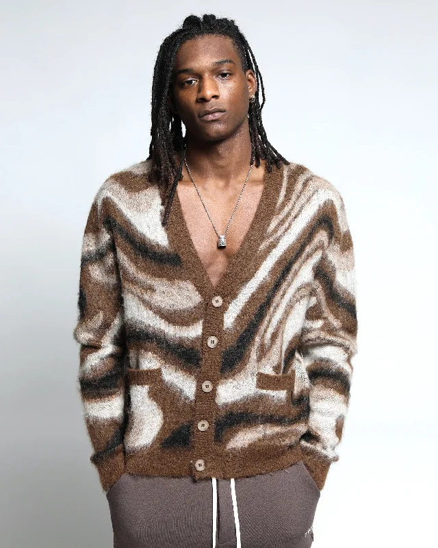 Men's cable knit sweater-Spectrum Swirl Mohair Sweater Cardigan (FINAL SALE)