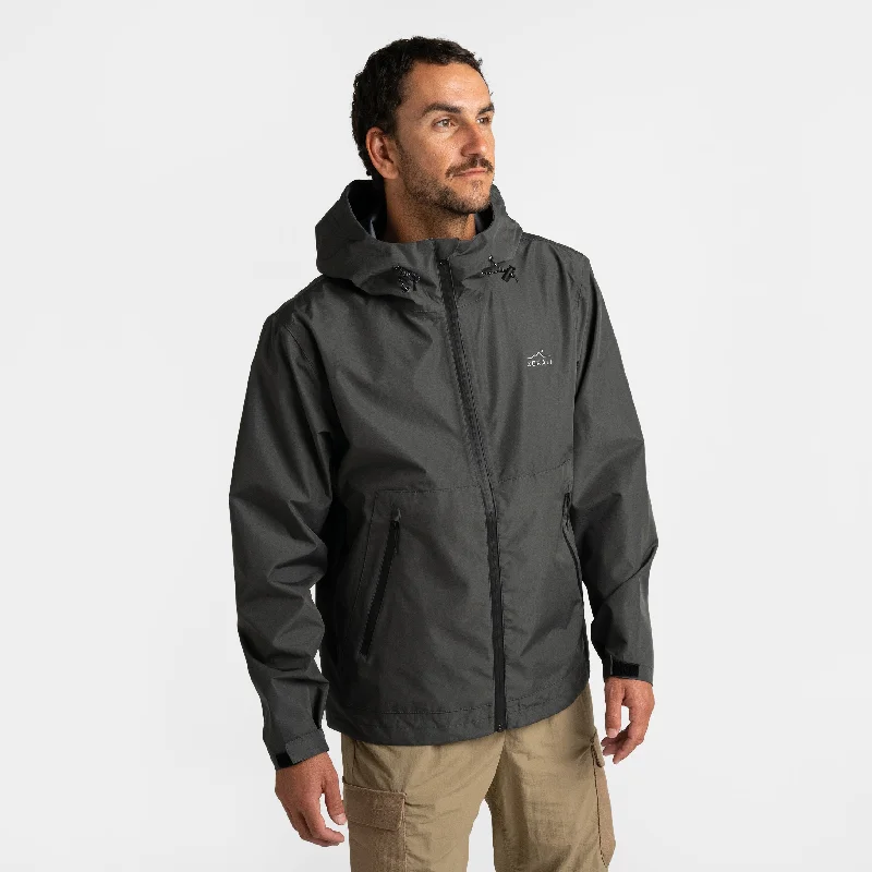 Men's gym-ready field jacket-Mens Horizon 3L Rain Jacket Charcoal