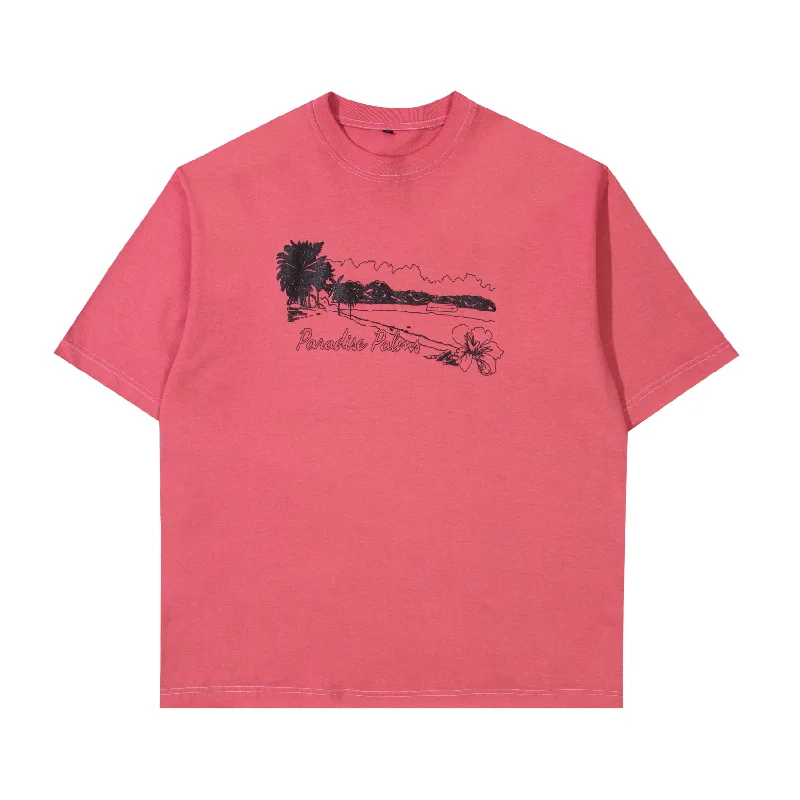 Men's wrinkle-resistant casual t-shirt-Paradise Pigment T-shirt - Salmon