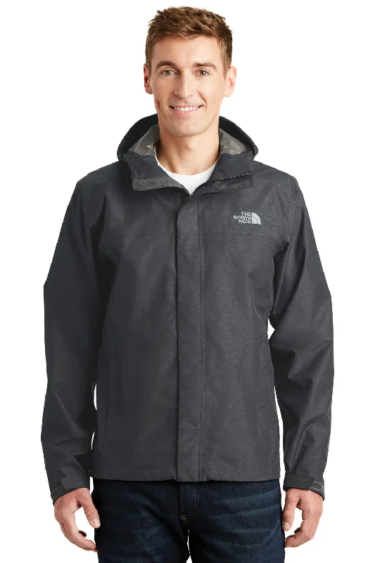 Men's versatile performance jacket-The North Face Mens DryVent Windproof & Waterproof Full Zip Hooded Jacket - Heather Dark Grey