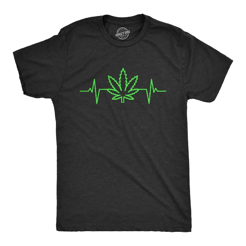 Men's cozy fit t-shirt-Pot Leaf Heart Beat Men's T Shirt