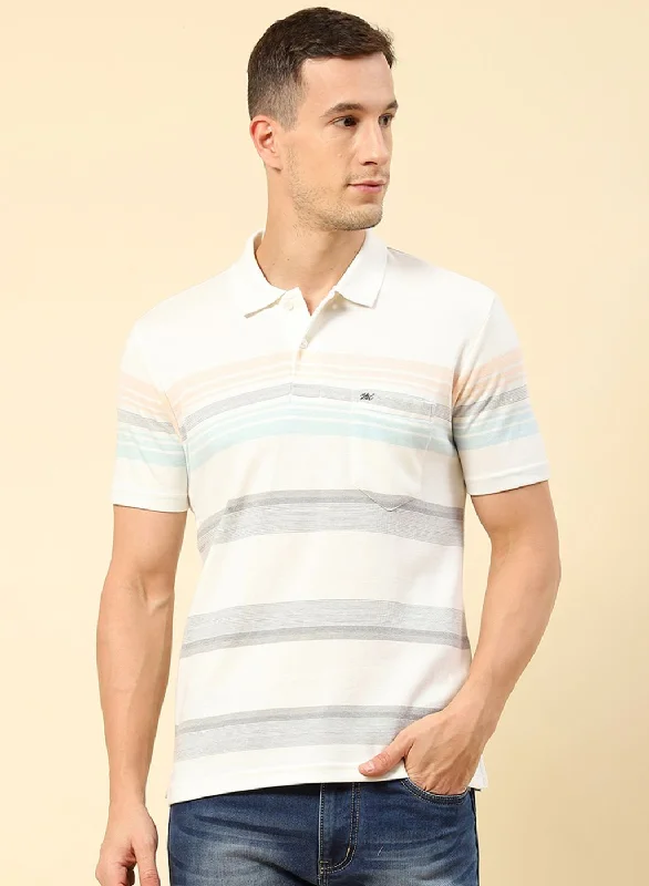 Men's everyday wear t-shirt-Men Blue Stripe T-Shirt