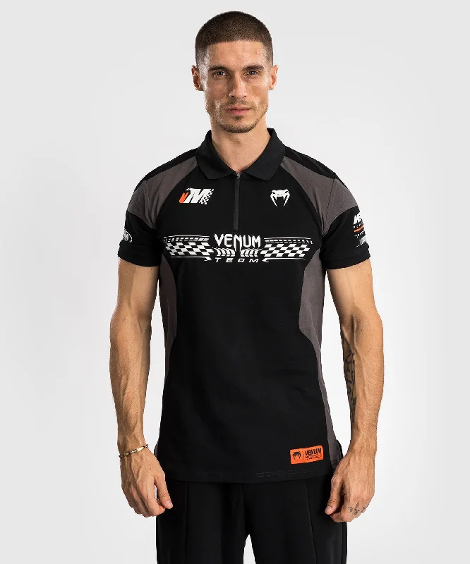 Men's gym-ready casual polo shirt-Venum Motorsport Cotton Polo - Deep Black