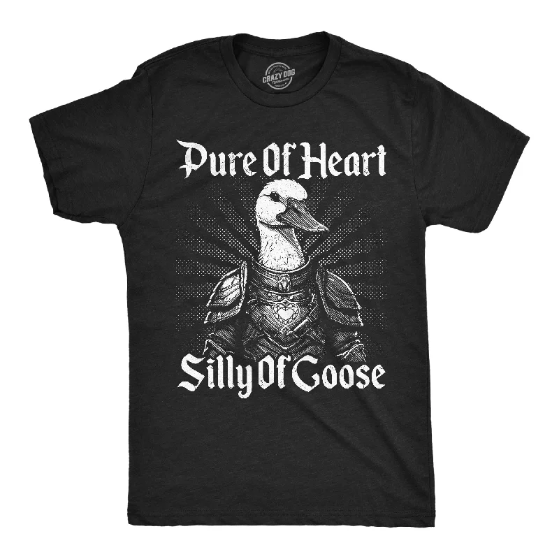 Men's wrinkle-resistant casual t-shirt-Pure Of Heart Silly Of Goose Men's T Shirt