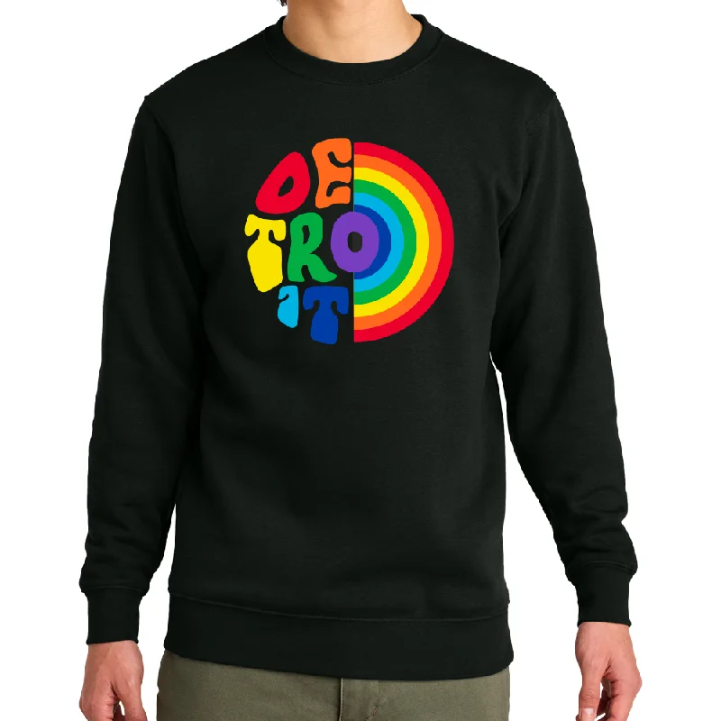 Men's fleece sweatshirt-Crew Sweatshirt - Detroit Rainbow - Black