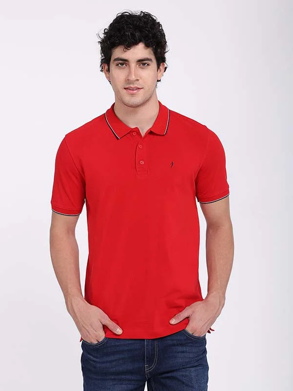 Men's sustainable gym polo shirt-Men Solid Polo T-Shirt