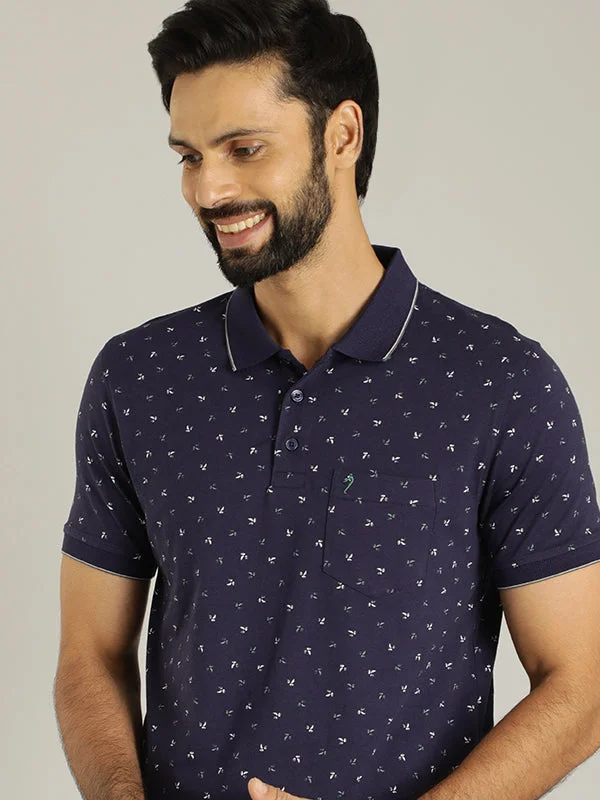 Men's modern travel polo shirt-Men Printed Polo T-Shirt