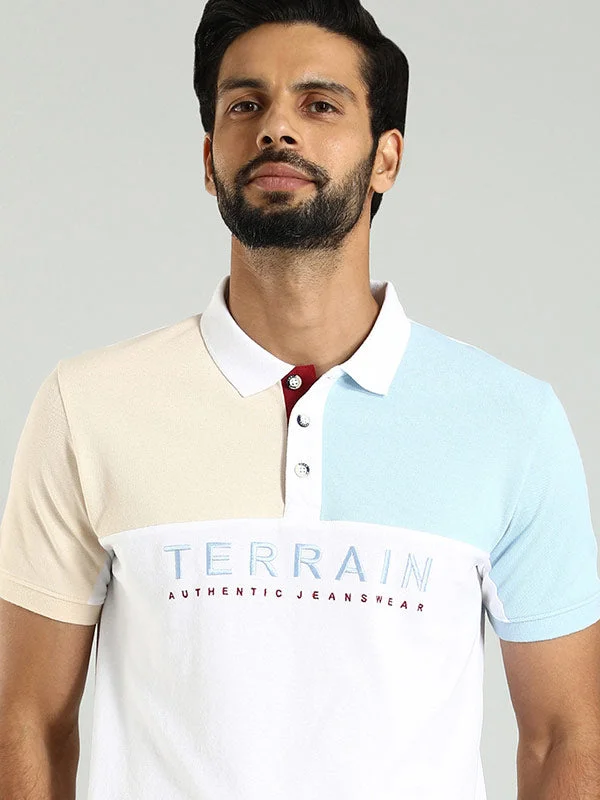 Men's gym performance office polo shirt-Men Color Block Polo T-Shirt