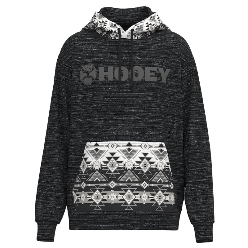 Men's summer athletic hoodie-Hooey Men's Legendary Black Aztec Hoody