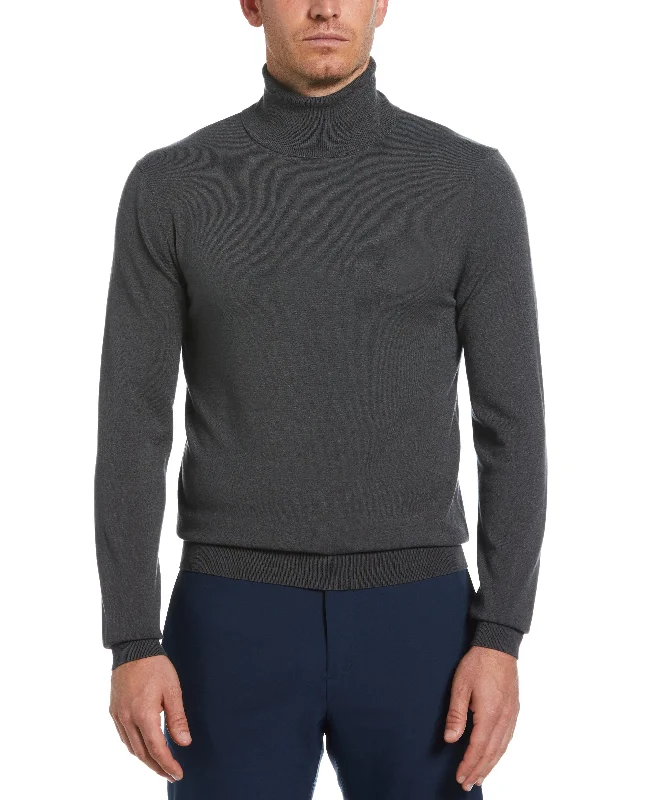 Men's biking knit-Solid Tech Knit Turtleneck Sweater