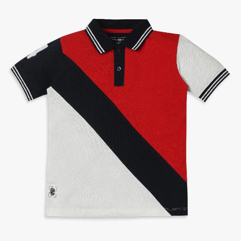 Men's organic gym wear polo shirt-Boys Regular Fit Cut and Sew Polo T-Shirt