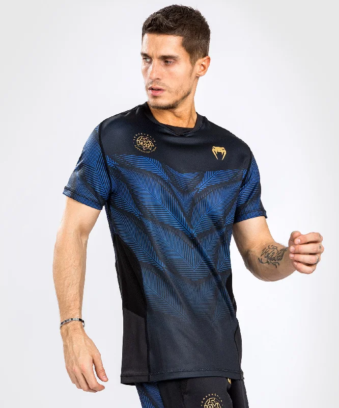 Men's wrinkle-resistant casual t-shirt-Venum Phantom Loma Dry Tech T-shirt - Black/Blue