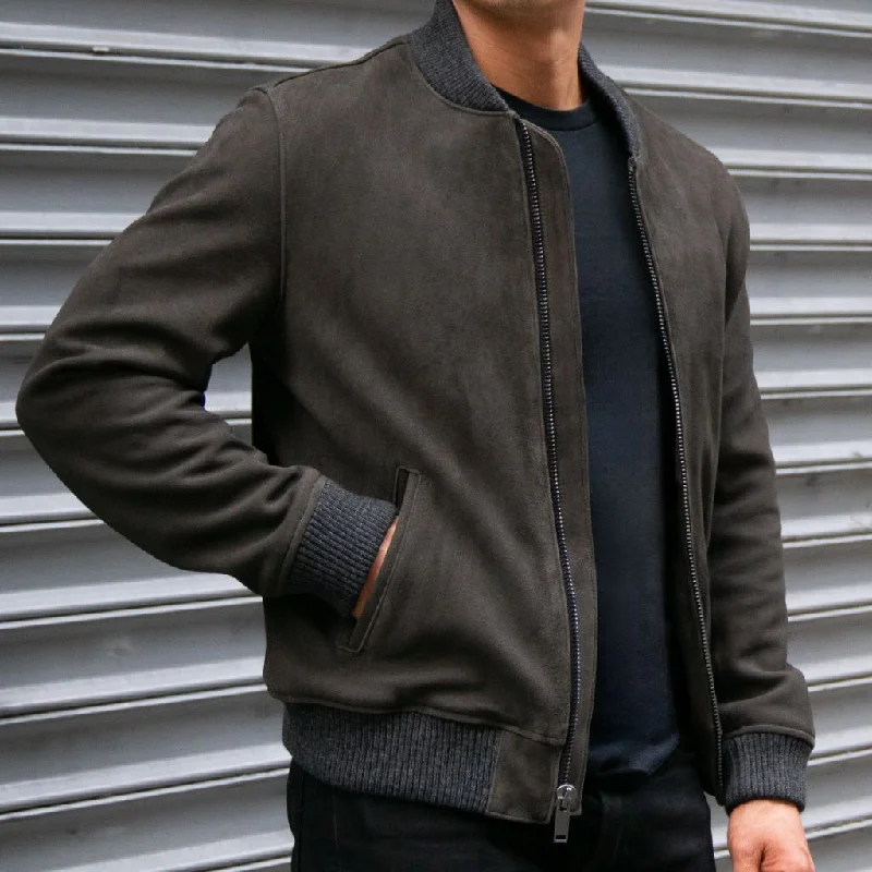 Men's wrinkle-resistant jacket-Bomber Jacket | Dark Grey