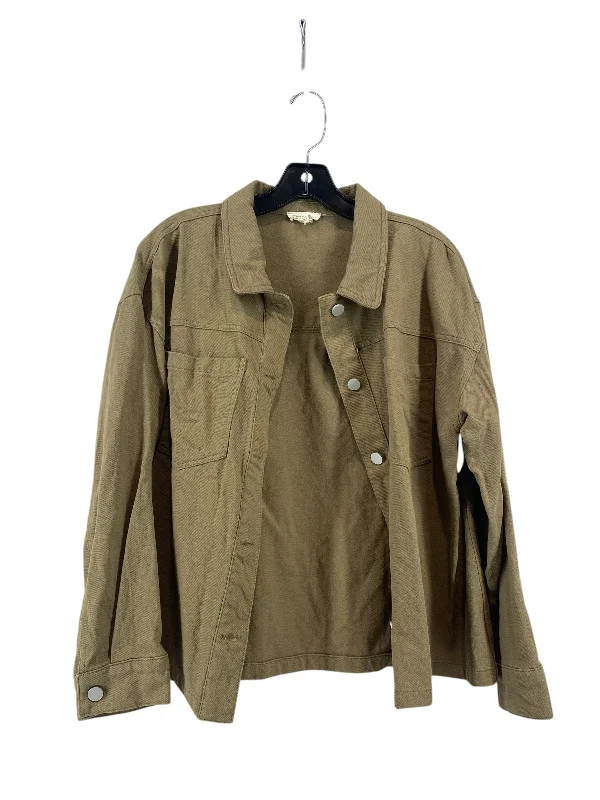 Men's comfortable utility coat-Jacket Shirt By Cotton Bleu In Green, Size: M