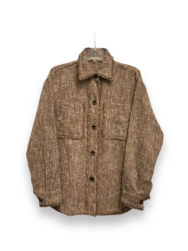 Men's naturally breathable coat-Jacket Shirt By Staccato In Brown, Size: S