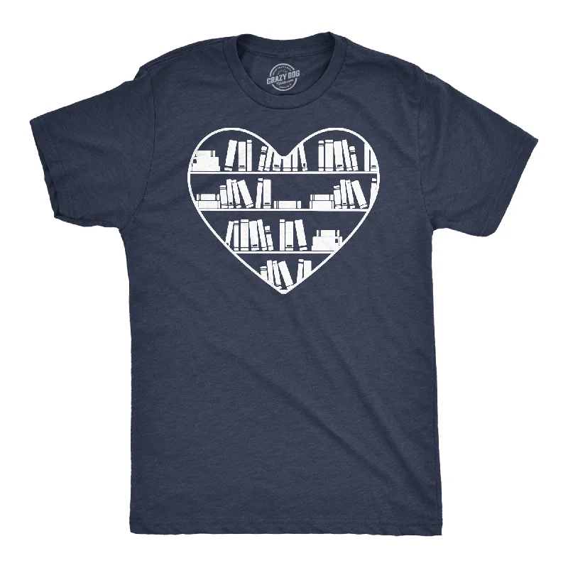 Men's soft hand feel t-shirt-Bookshelf Heart Men's T Shirt