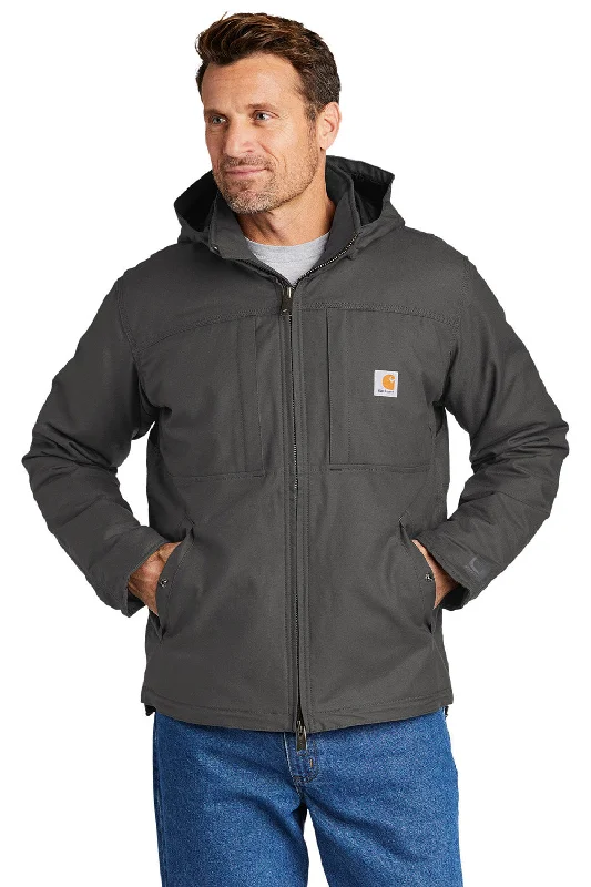 Men's organic bomber jacket-Carhartt Mens Full Swing Cryder Full Zip Hooded Jacket - Shadow Grey - Closeout