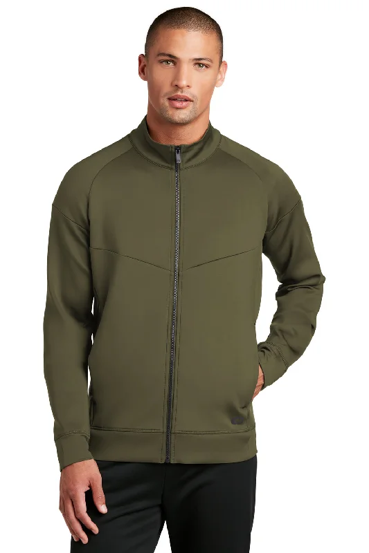 Men's gym-ready performance jacket-Ogio Mens Endurance Modern Performance Moisture Wicking Full Zip Jacket - Deep Olive Green