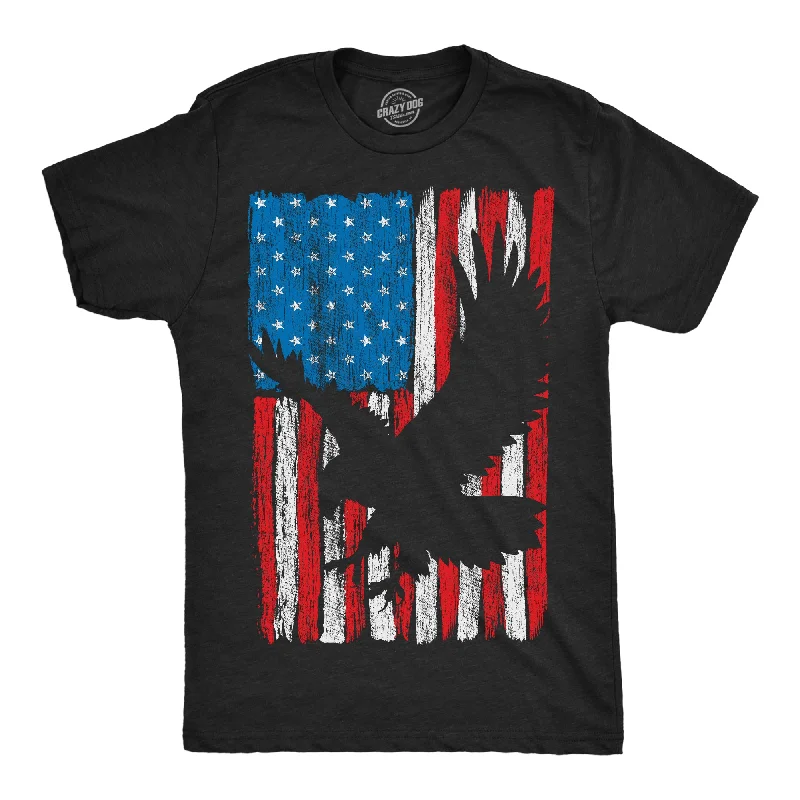 Men's earthy tones t-shirt-Eagle In Flag Men's T Shirt