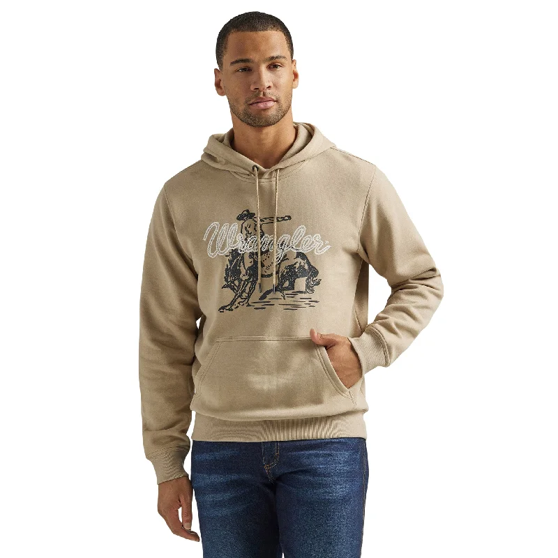 Men's summer streetwear hoodie-Wrangler Men's Sand Bronc Hoodie