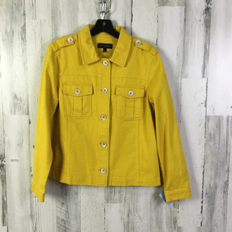 Men's performance utility jacket-Jacket Shirt By Talbots In Yellow, Size: L