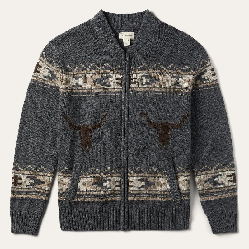 Men's half-zip sweater-Longhorn Cardigan