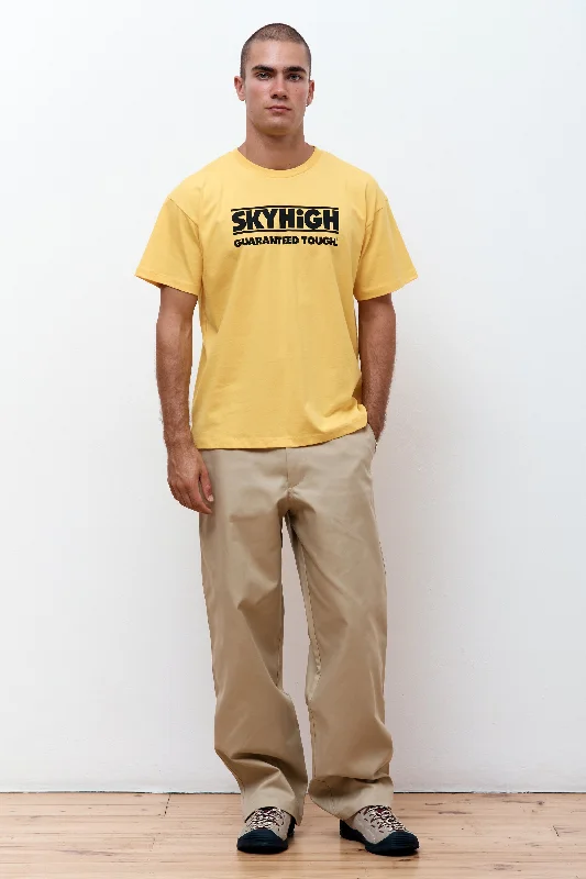 Men's yoga t-shirt-Construction Graphic Logo T-Shirt Yellow