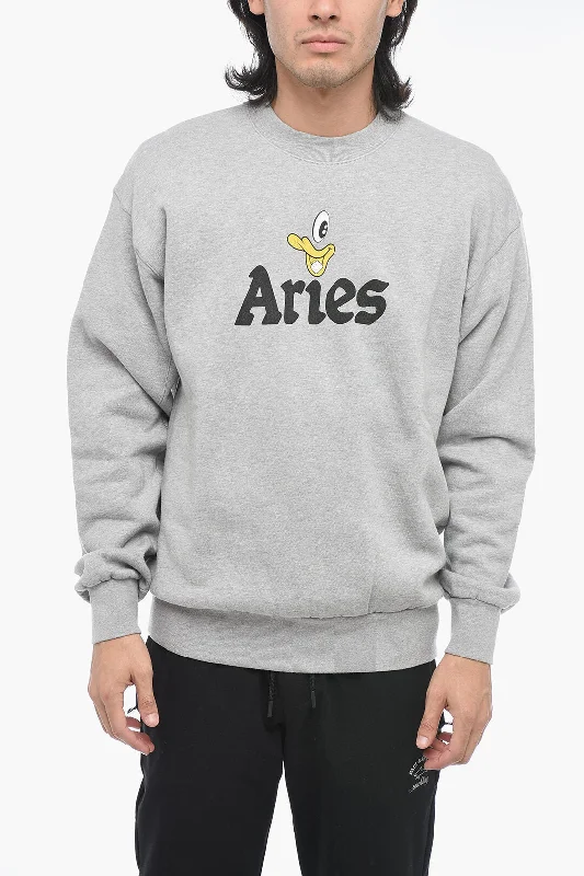 Men's merino wool sweater-Aries Printed DUCK Crewneck Sweater