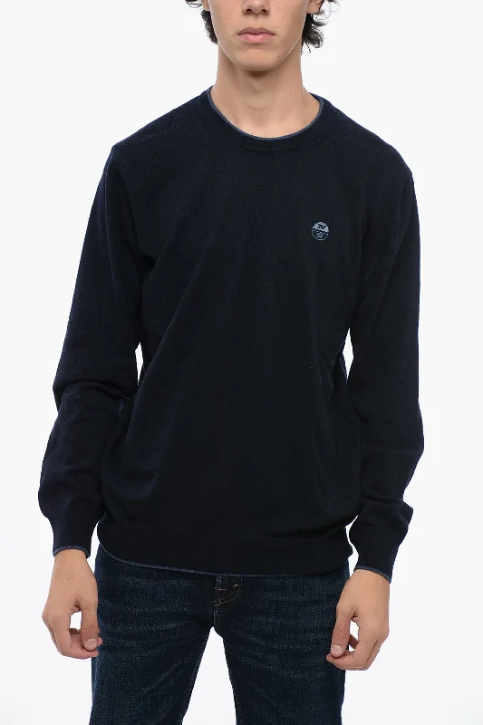 Men's tennis sweater-North Sails Wool Blend Crewneck Sweater with Contrasting Edges