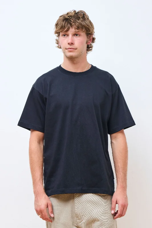 Men's high-neck t-shirt-Norse Standard Heavy Loose T-Shirt  Black