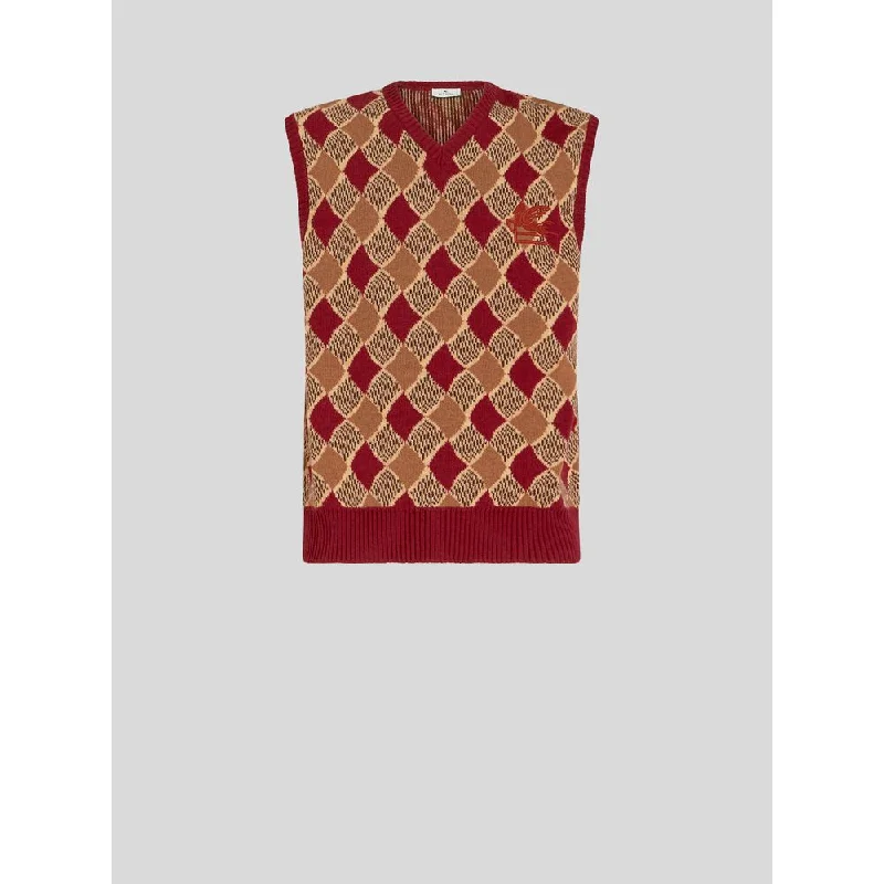 Men's stylish sweatshirt-SLEEVELESS WAISTCOAT WITH DIAMOND PATTERN