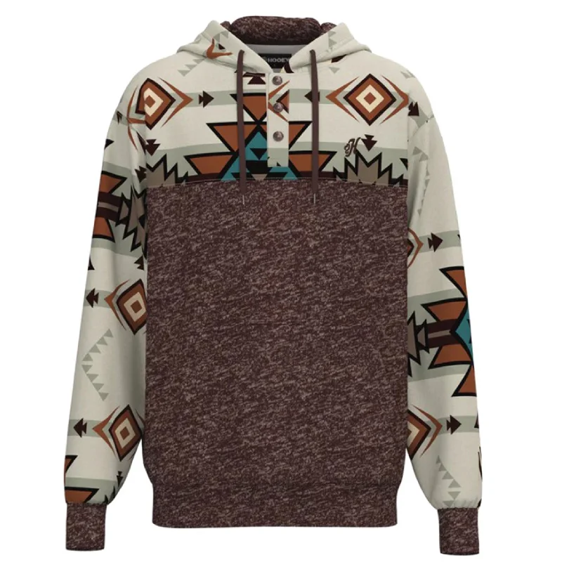 Men's ultra-light streetwear hoodie-Hooey Men's Jimmy Maroon Aztec Hoodie