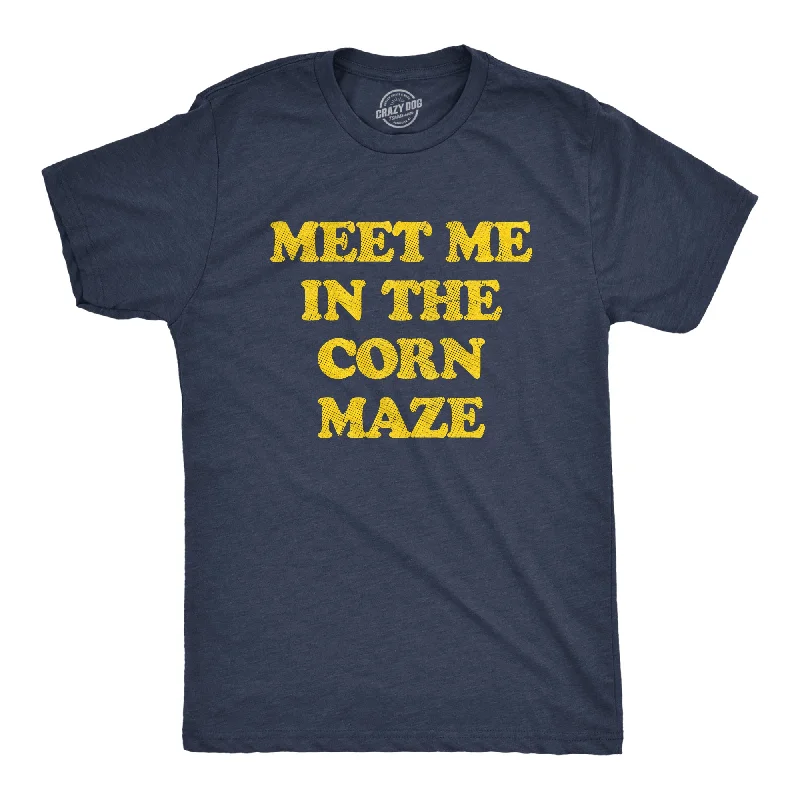 Men's high-neck t-shirt-Meet Me In The Corn Maze Men's T Shirt